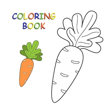 Premium vector carrot childrens coloring book coloring page with cute cartoon vegetable vector illustration