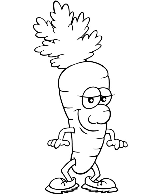 Carrot cartoon coloring page for free