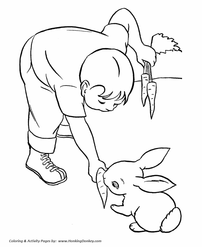 Pets coloring pages free printable feeding pet rabbit a carrot coloring pages