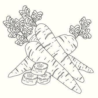 Printable carrot coloring page vectors illustrations for free download