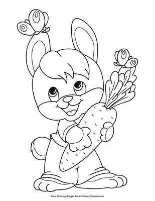 Easter bunny holding a carrot coloring page â free printable pdf from