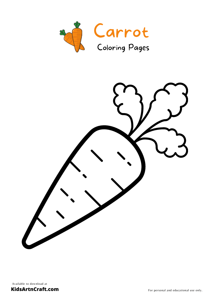 Carrot coloring pages for kids â free printables