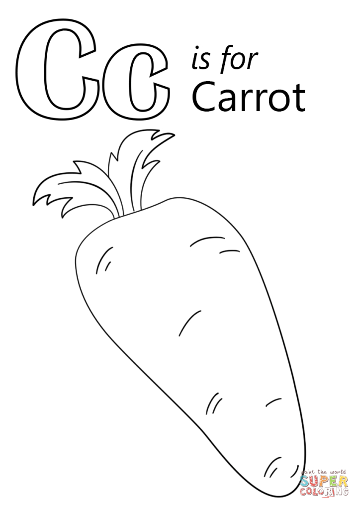Free letter c is for carrot coloring page free printable coloring pages