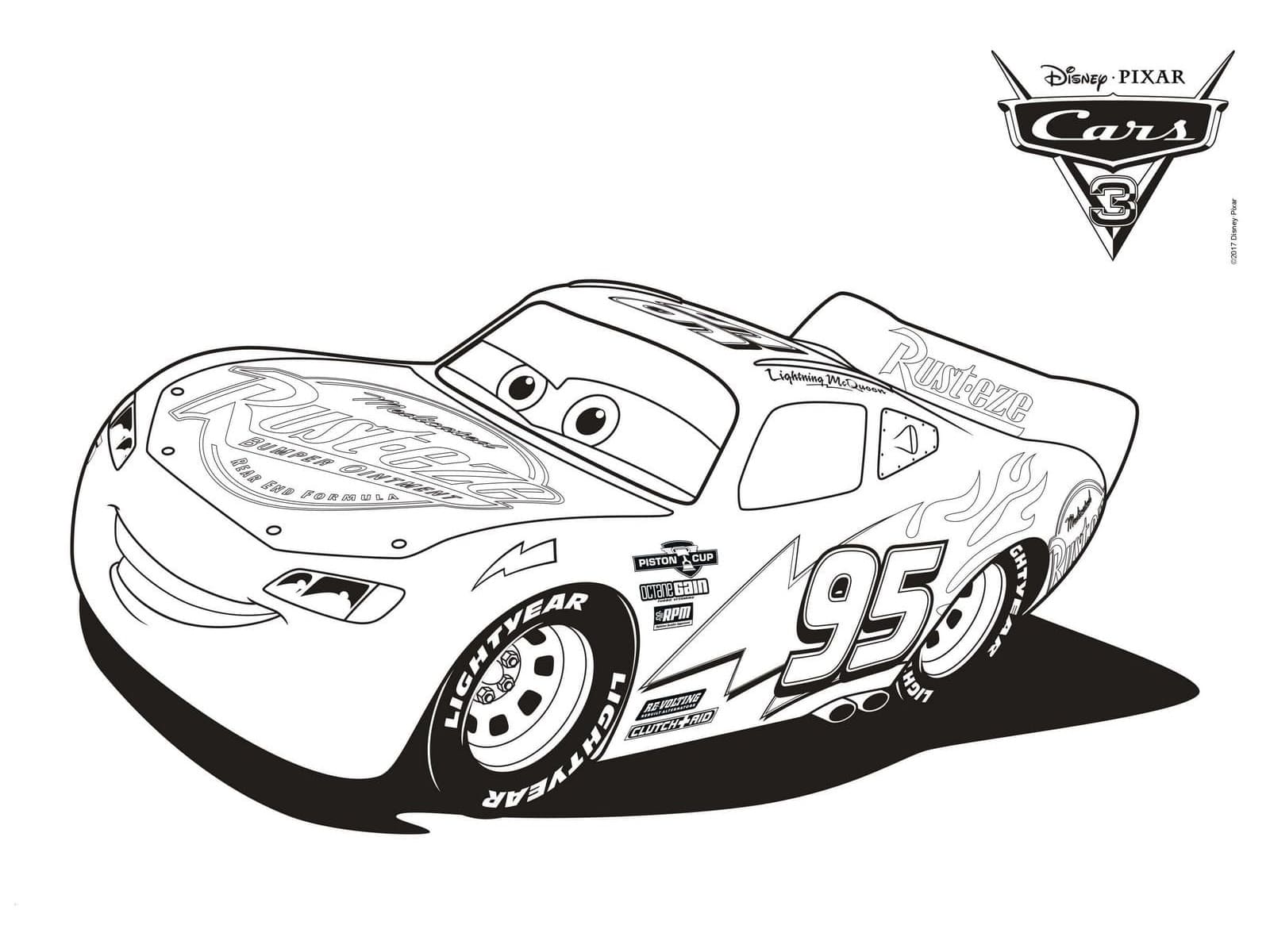 Lightning mcqueen from cars coloring page