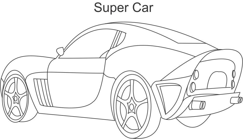 Super car coloring printable page for kids