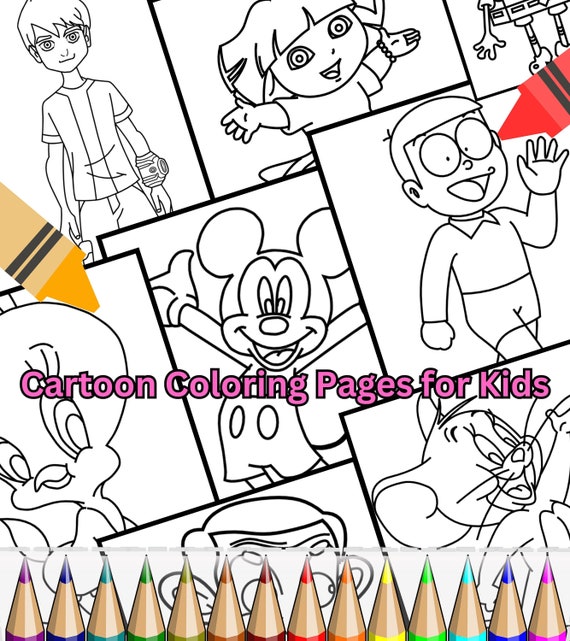 Cartoon character coloring pages printable pages for kids easy to color for kids printable coloring pages download print color