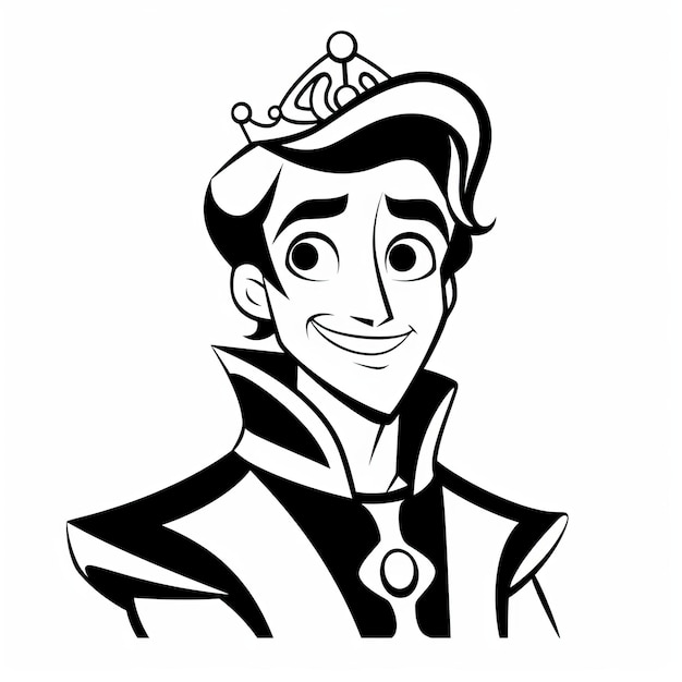 Premium ai image printable disney prince coloring page simplified and stylized cartoon character