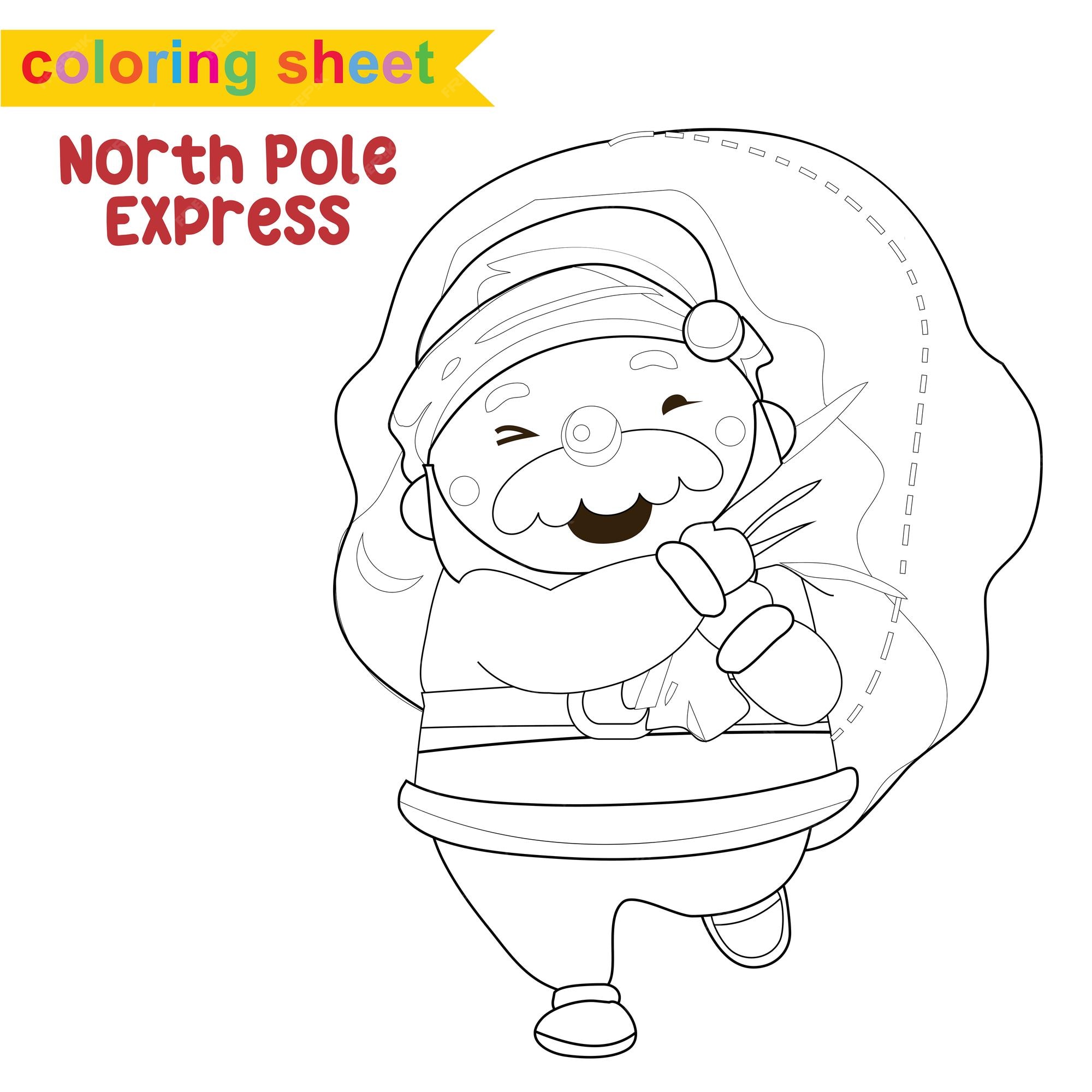 Premium vector christmas coloring page cute and funny cartoon characters coloring game for preschool children