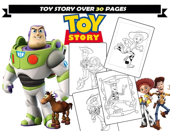 Toy story coloring pages woody buzz bo peep andy cartoon characters coloring sheets for children instant download coloring sheets