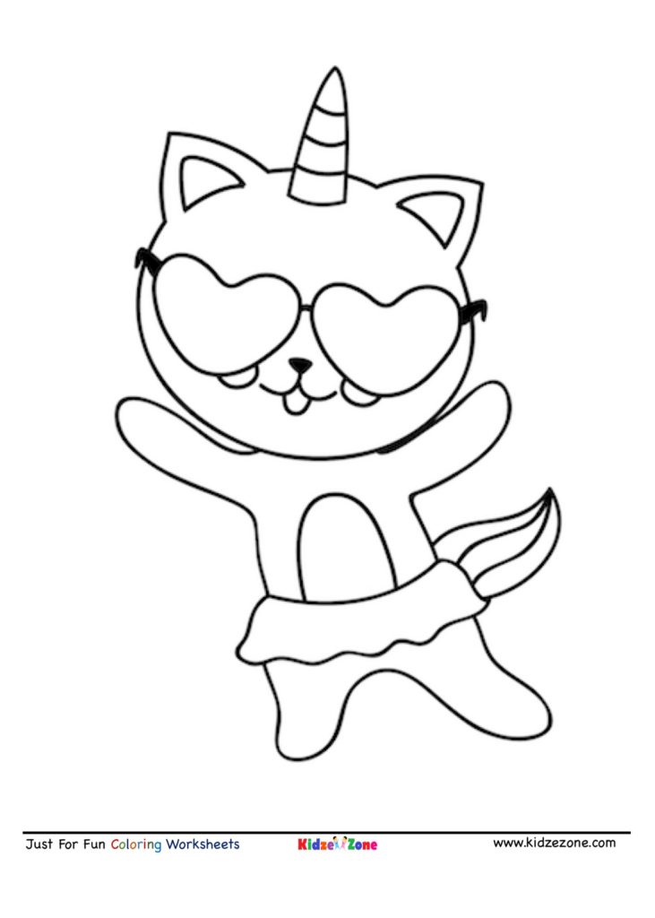 Dancing cat cartoon coloring page