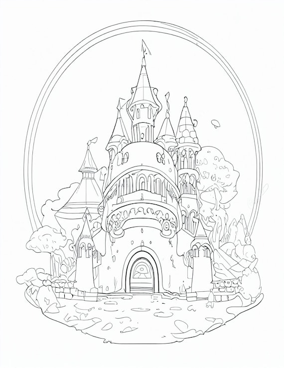 Book princess castle coloring pages princess castle printable for kids and adults digital download not a physical product download now