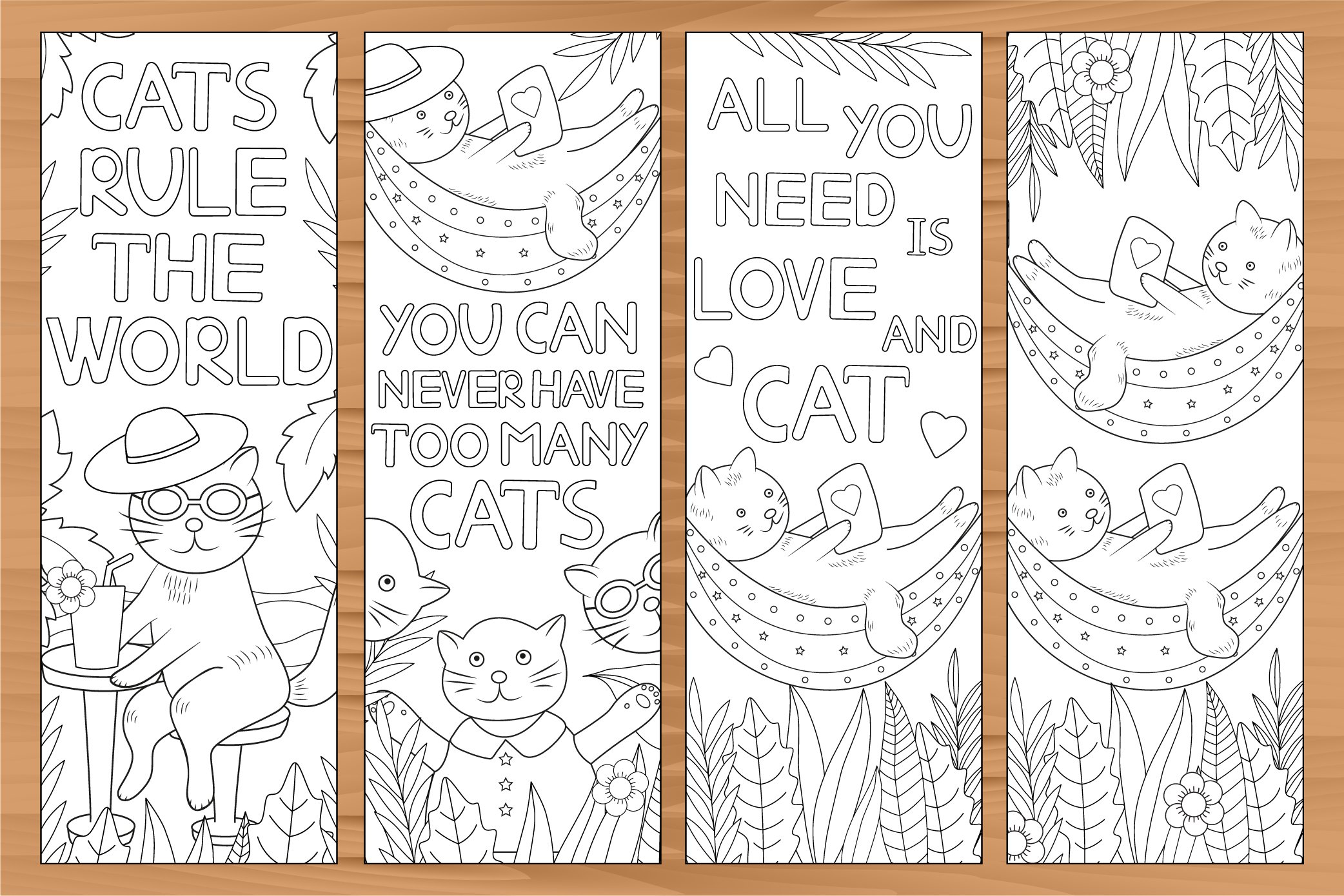 Cat bookmark coloring bookmarks