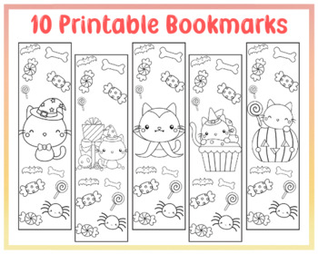 Cute halloween cat coloring page bookmarks set of great for speech center