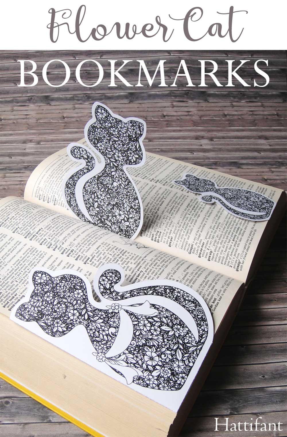 Flower cat bookmarks