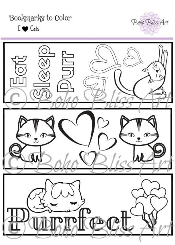 Cat lover bookmarks to color printable sheets of total fun bookmarks to diy print color keep or gift instant download diy sheets