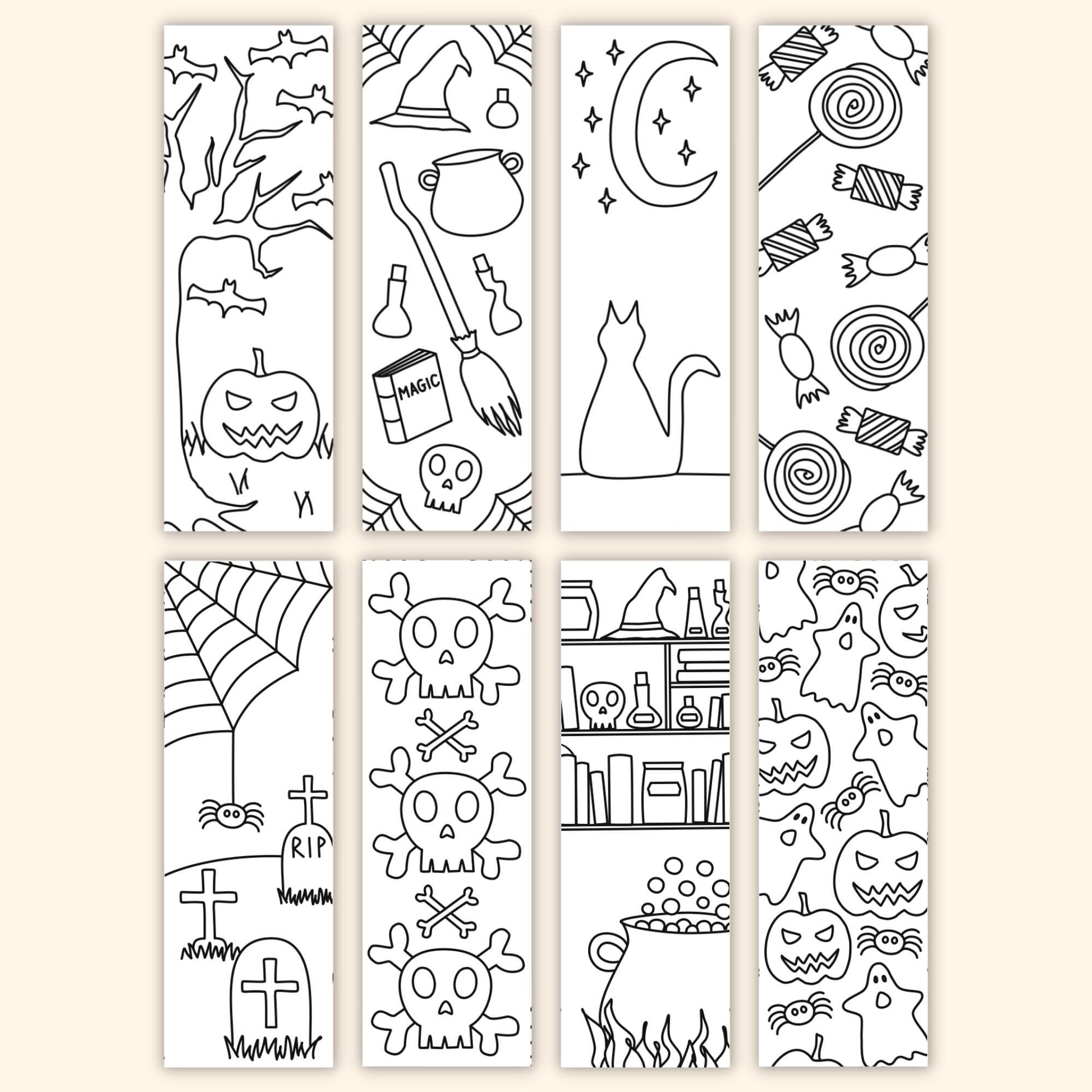 Halloween colouring bookmarks set of â printables by the craft