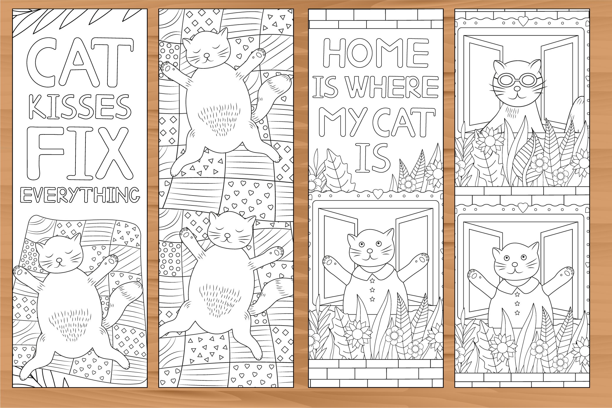 Cat bookmark coloring bookmarks