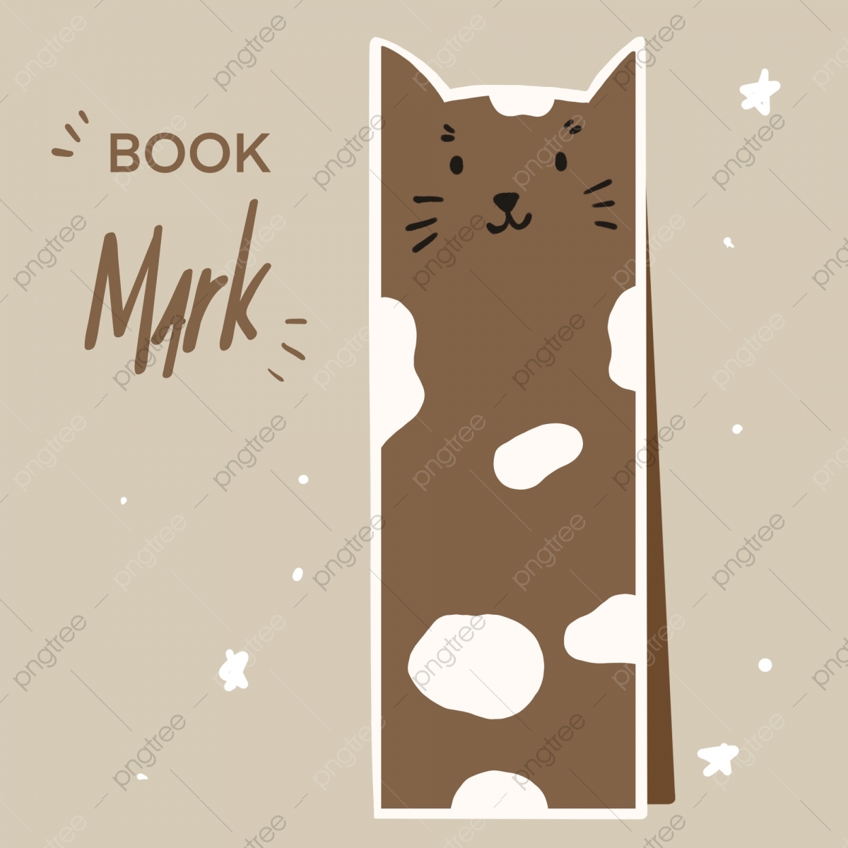 Cute brown cat bookmark printable template template download on