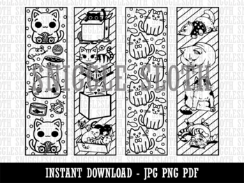 Oodles of cats coloring bookmarks instant digital download print printable jpg