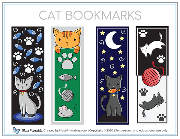 Printable cat bookmarks