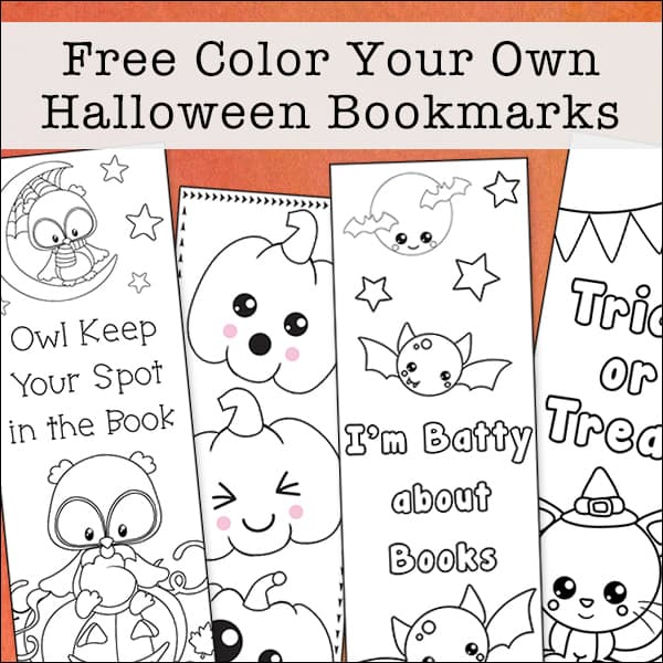 Free printable color your own halloween bookmarks