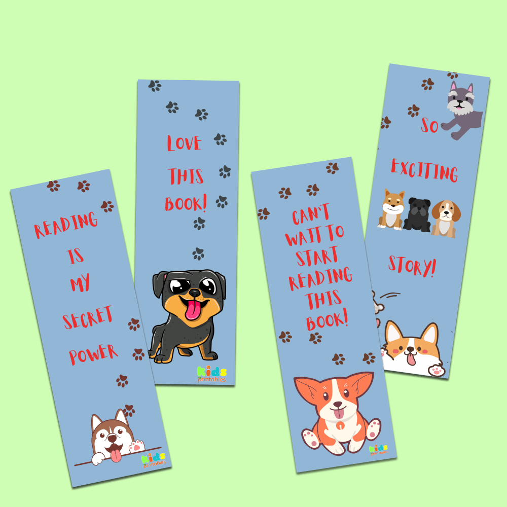 Dog bookmarks kids