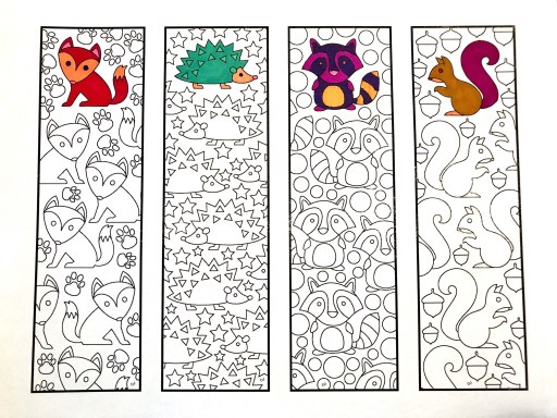 Six adorable animal bookmarks â printable coloring pages â scribble stitch