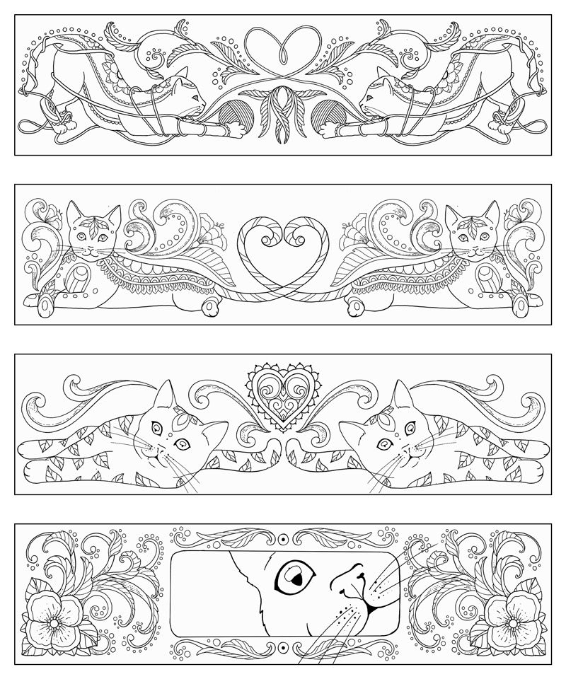 Cat themed packaging stationery editorial illustrations and pattern design coloring bookmarks coloring pages animal coloring pages