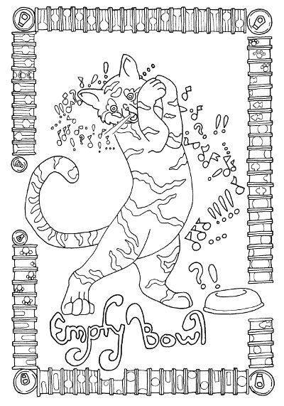 Singing cat coloring page for adults