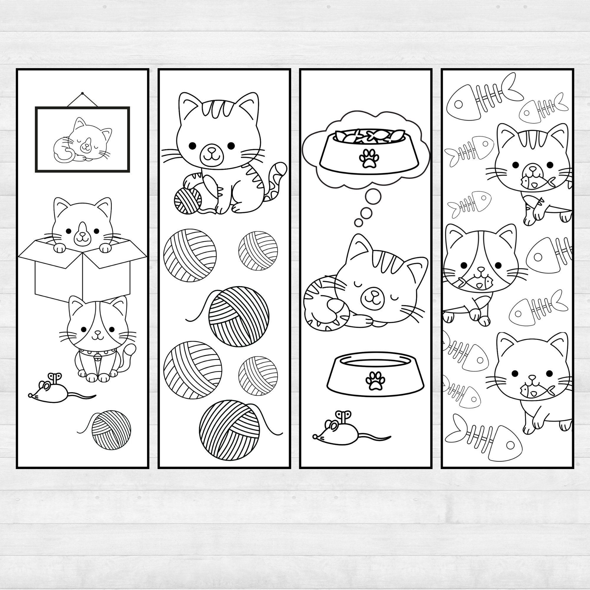 Kitten bookmark coloring bookmarks cat lover gift for kids classroom gifts for students last minute gift ideas cheap gifts under