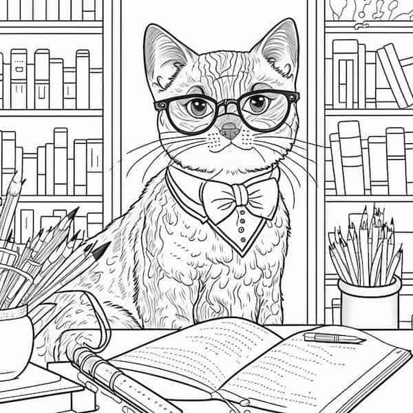 Cute cat coloring pages for kids and adults