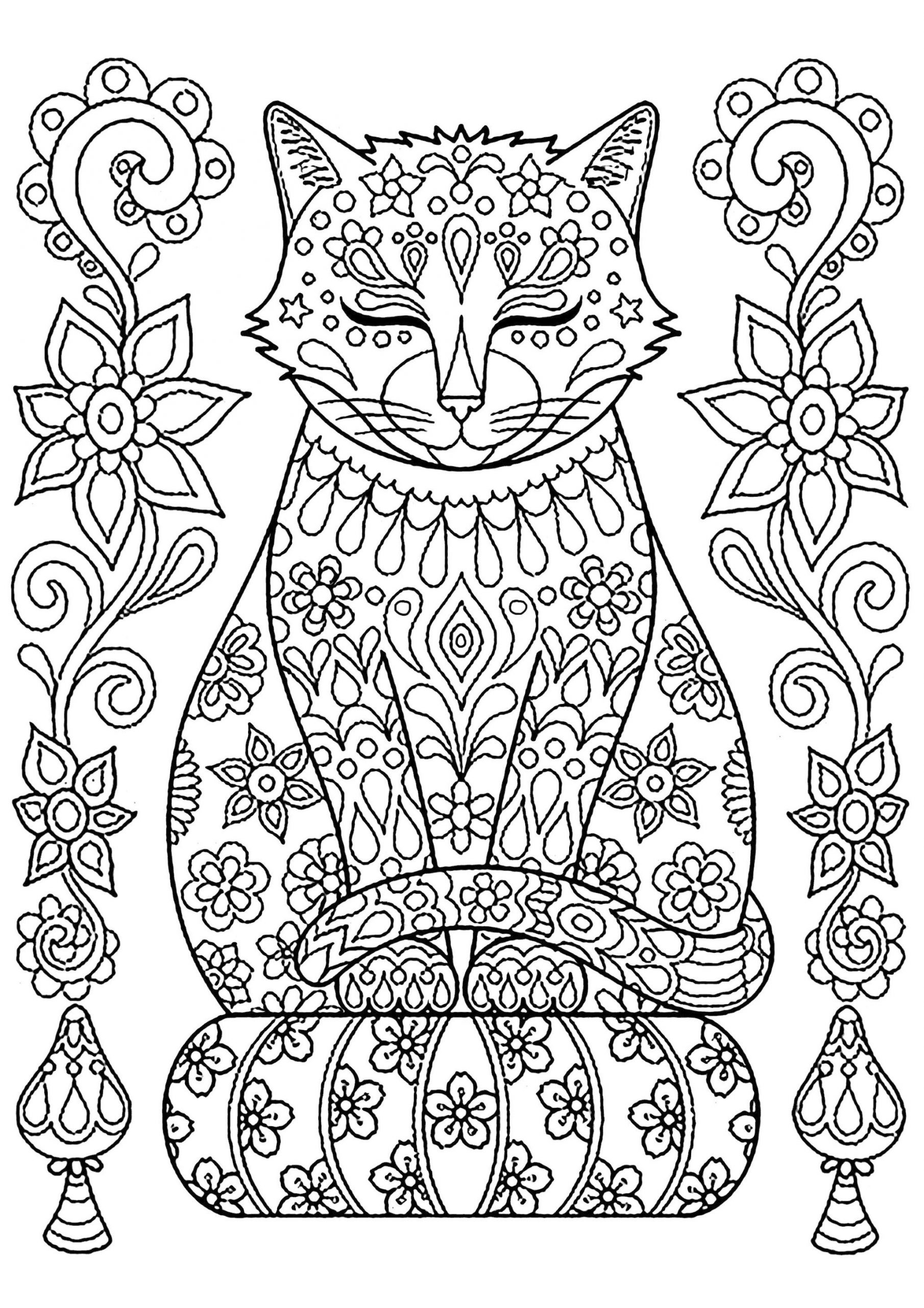 Free printable adult coloring pages cats