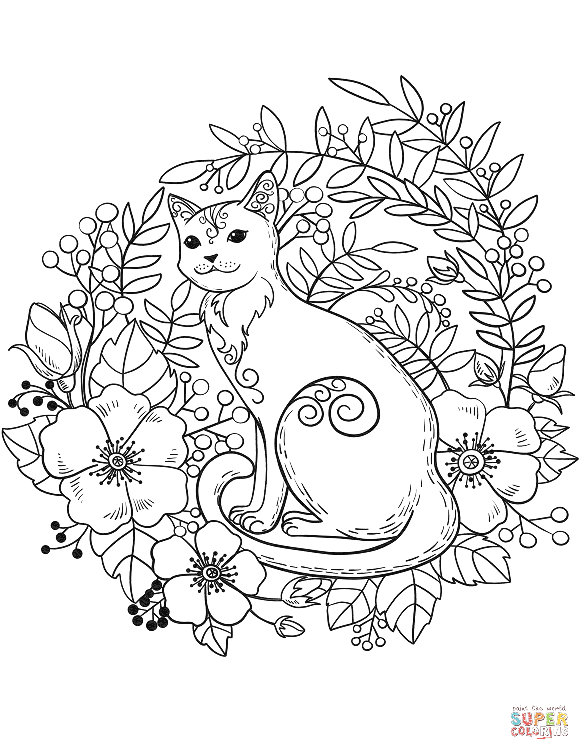 Cat coloring page free printable coloring pages