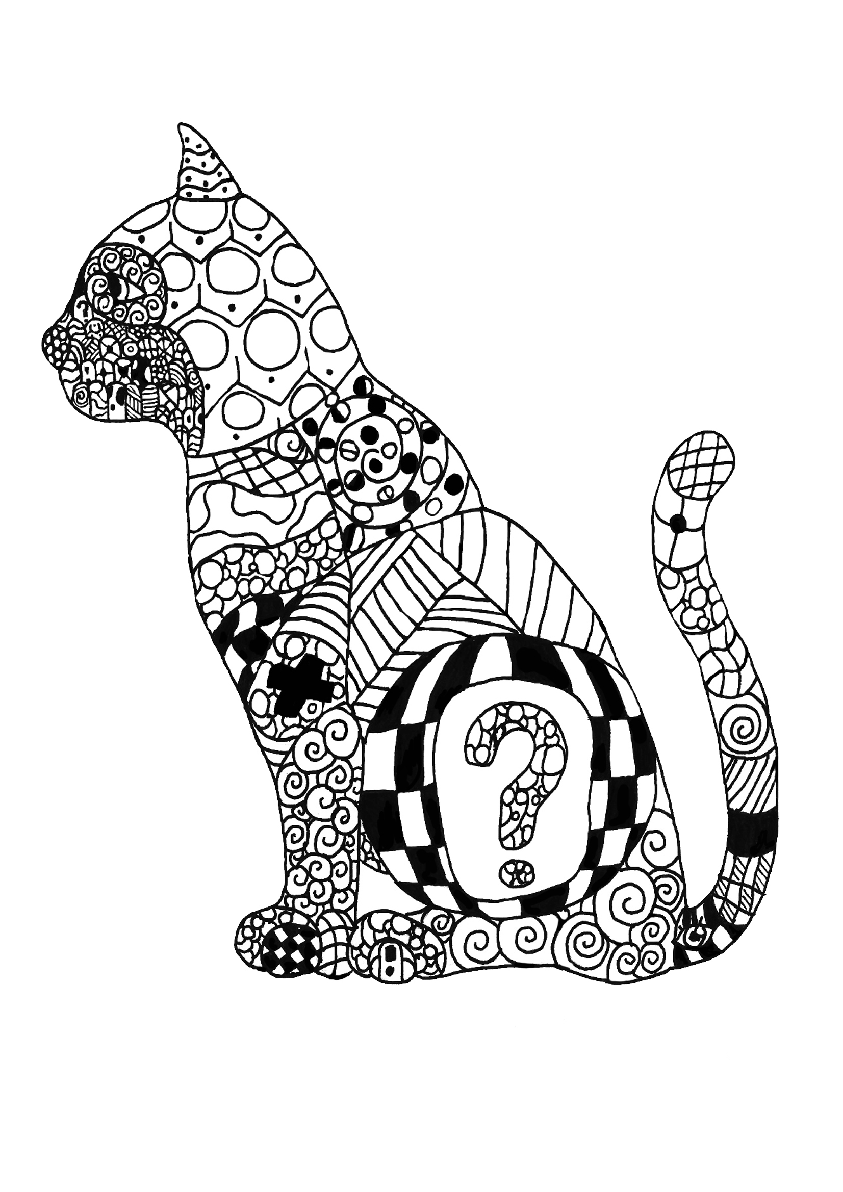 Cat coloring pages for adults