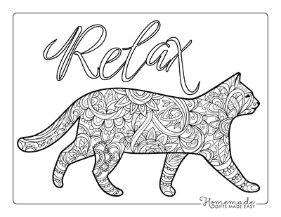 Free cat coloring pages for kids adults