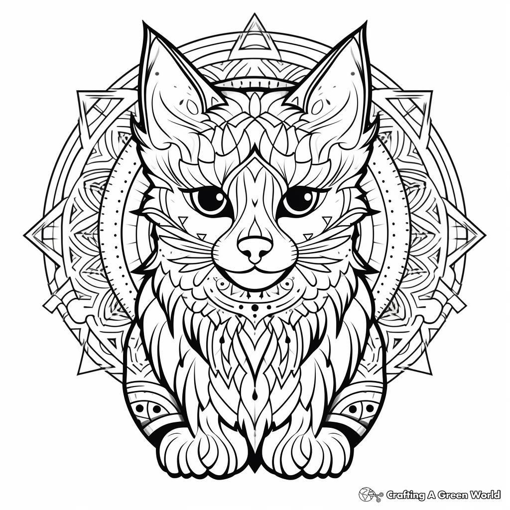 Cat mandala coloring pages