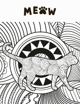 Cute cat adult coloring pages