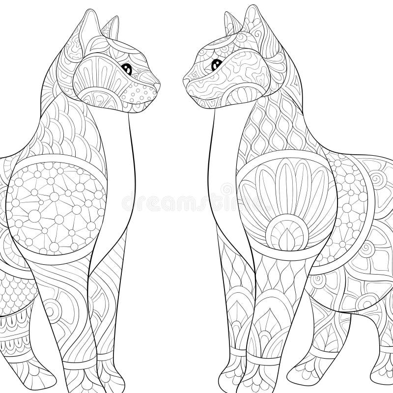 Cats adult coloring book stock illustrations â cats adult coloring book stock illustrations vectors clipart