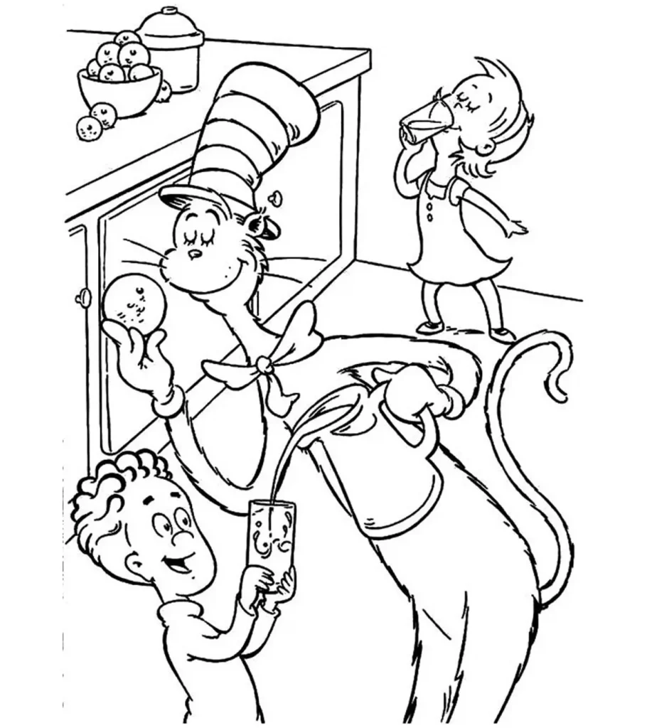 Top free printable cat in the hat coloring pages online