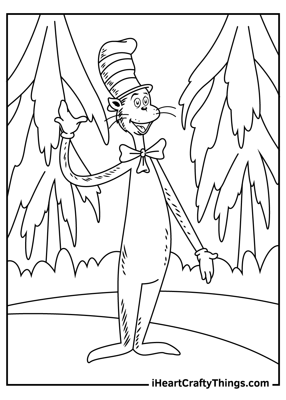 Cat in the hat coloring pages free printables