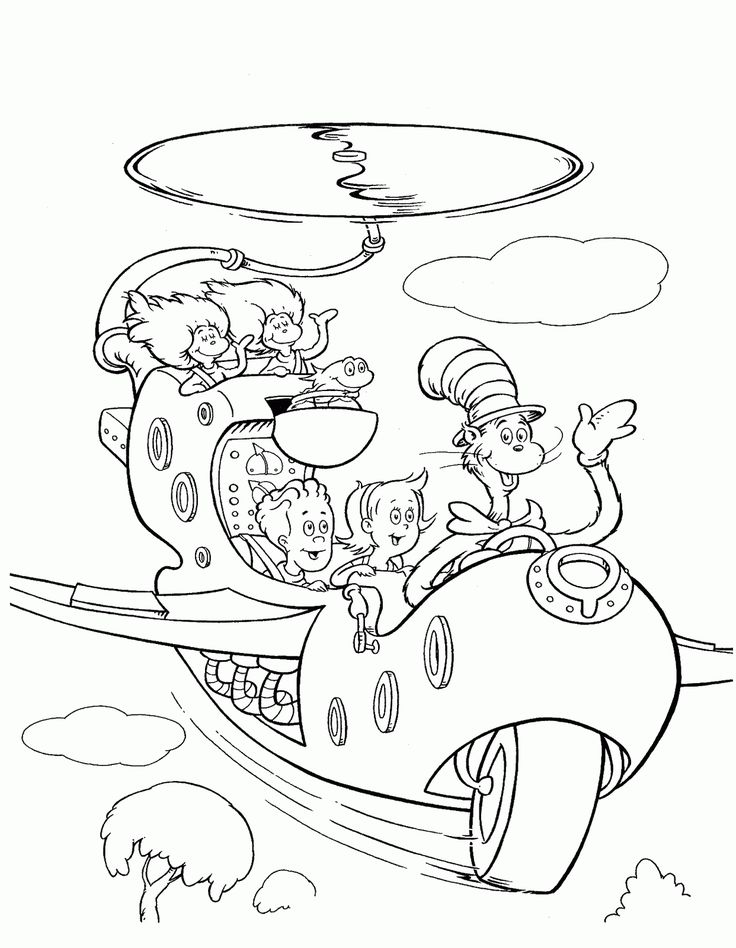 Colorful cat in the hat coloring page