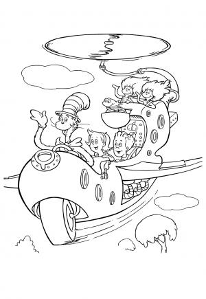 Free printable cat in the hat coloring pages for adults and kids