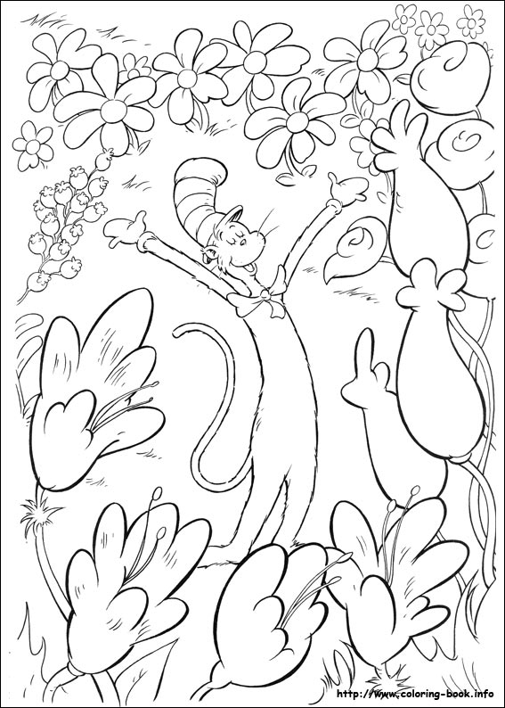 The cat in the hat coloring picture