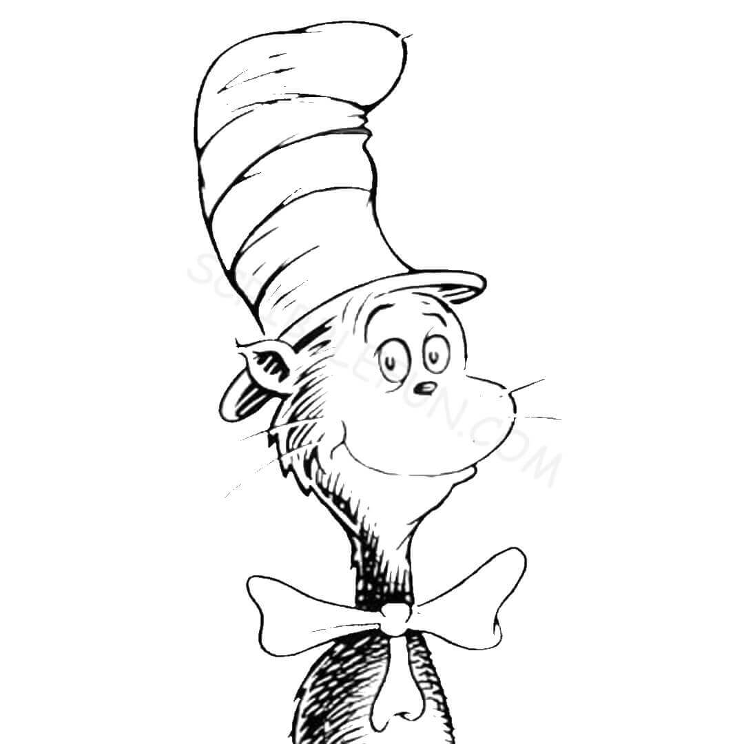 Free printable cat in the hat coloring pages