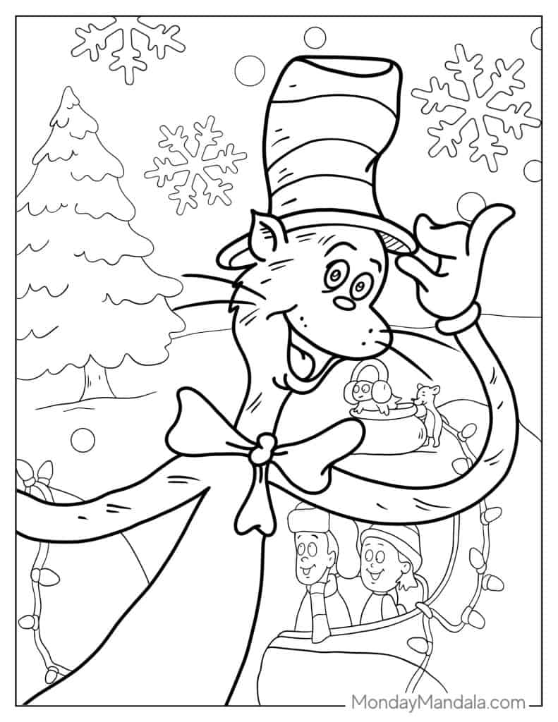 Cat in the hat coloring pages free pdf printables