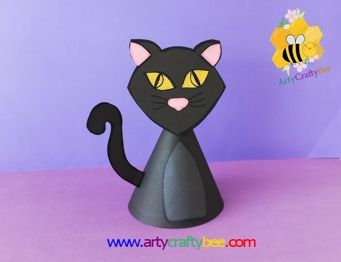 Fun paper black cat halloween craft templates