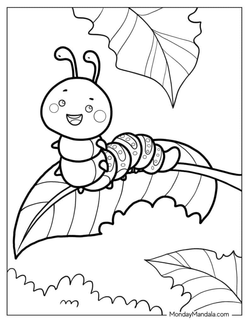 Caterpillar coloring pages free pdf printables