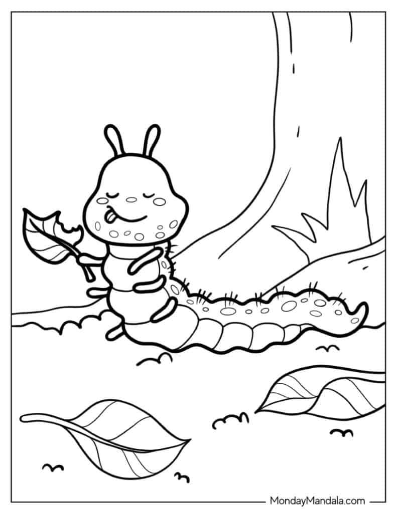 Caterpillar coloring pages free pdf printables