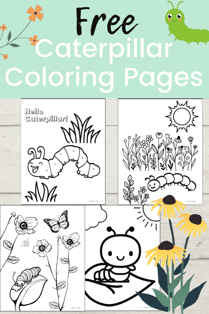 Cute caterpillar coloring pages for kids free printables