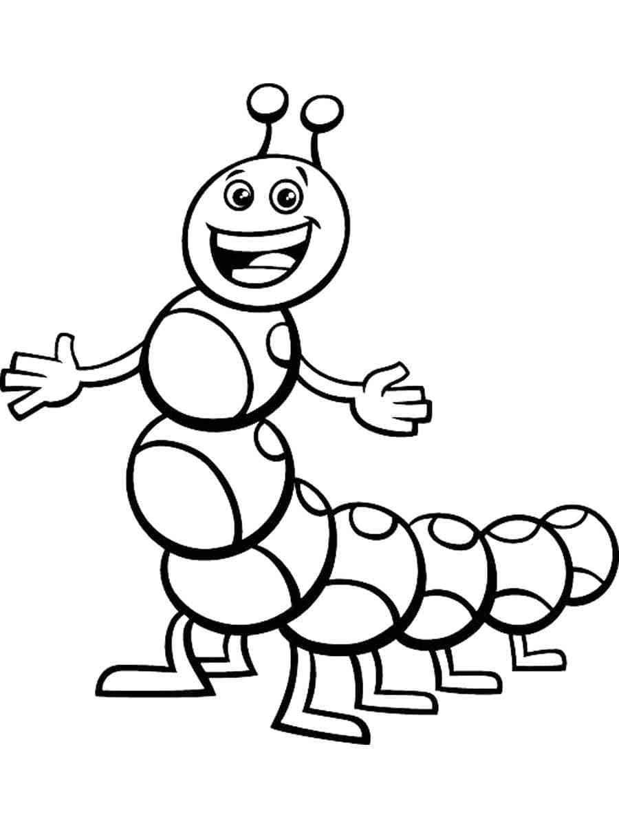 Printable cartoon caterpillar coloring page